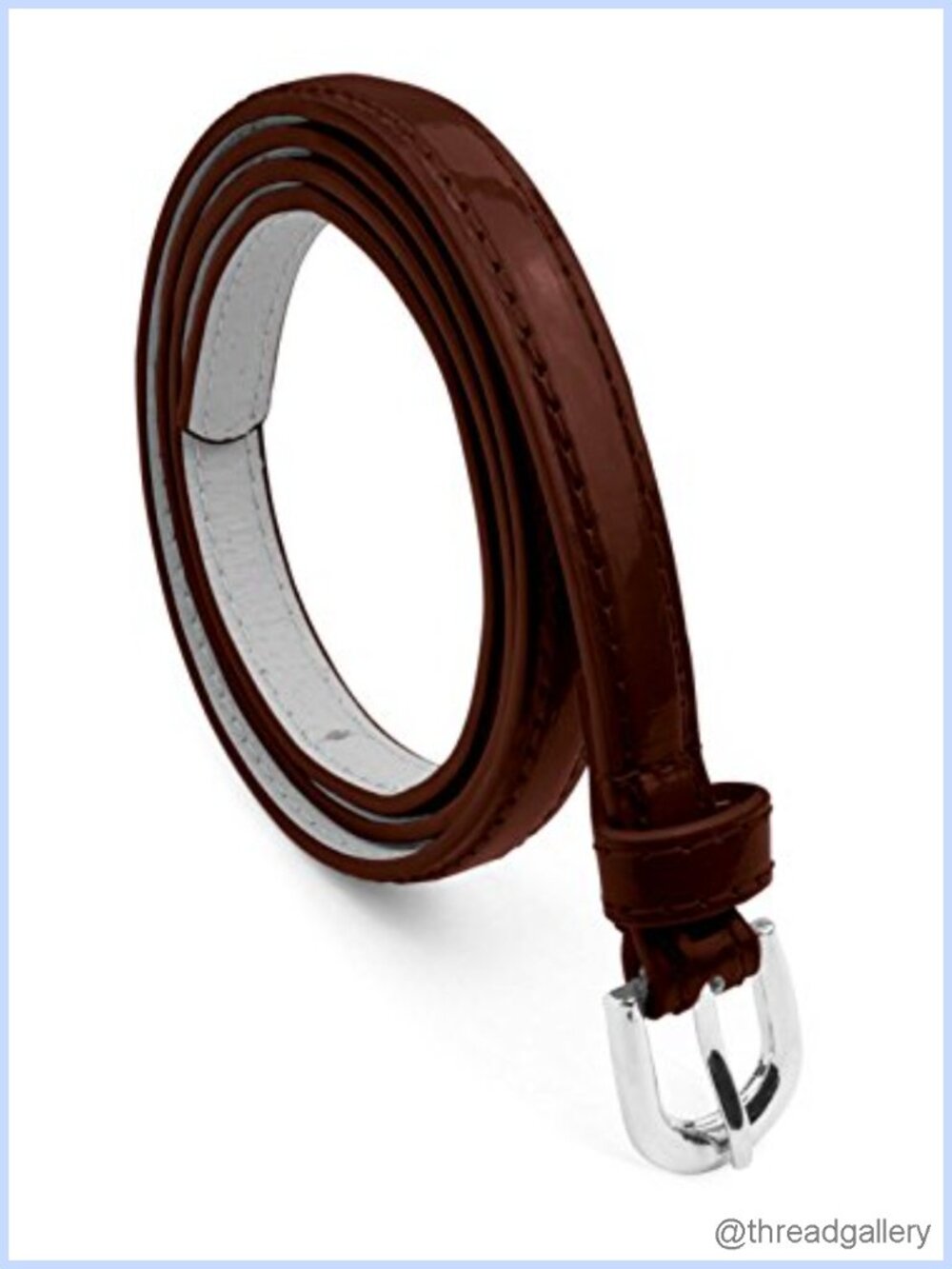 Thin Skinny Belt for Women Silver Buckle Dress Jeans 1/2 Inch